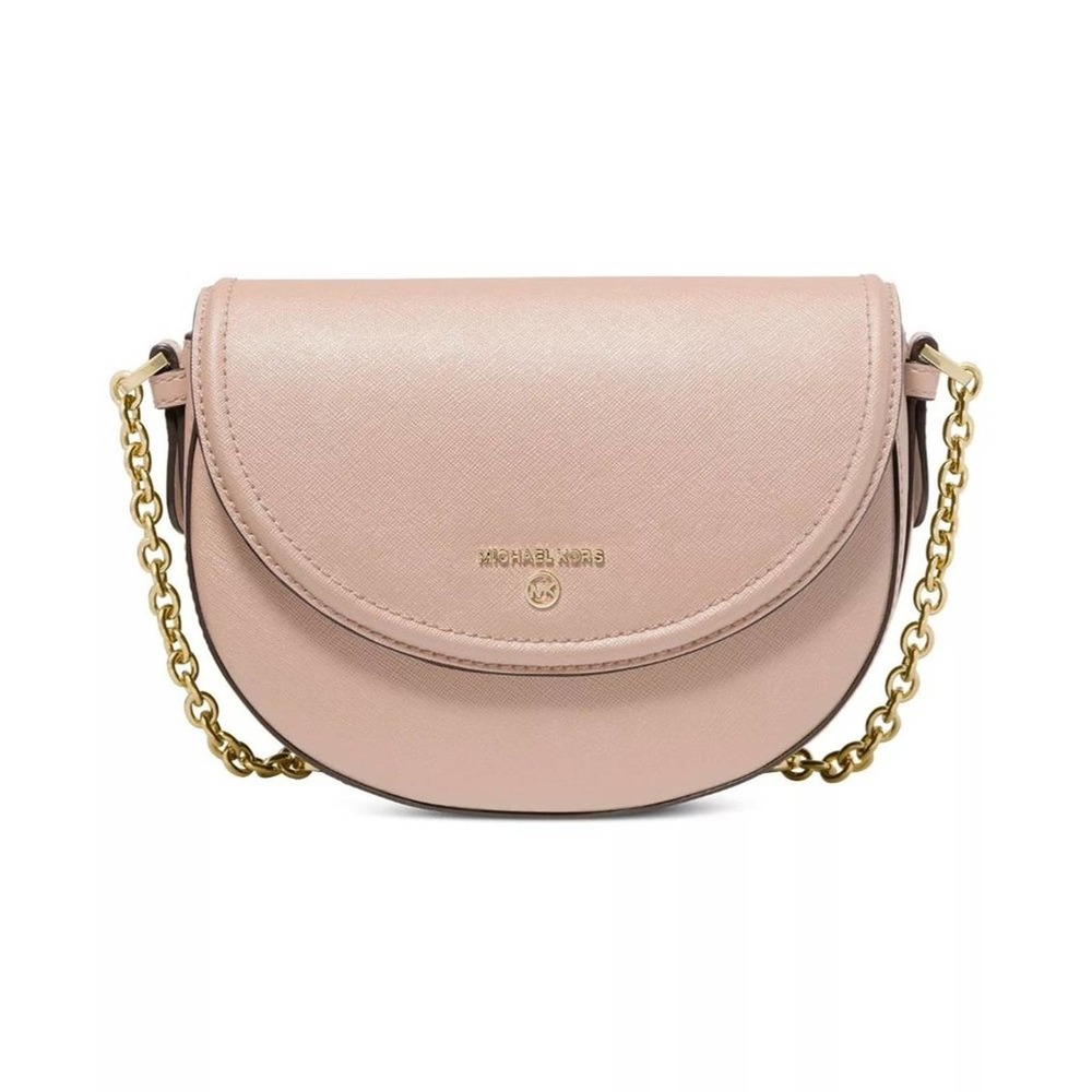 Michael Kors Leather Chain Crossbody Bag Jet Set Charm Half Dome